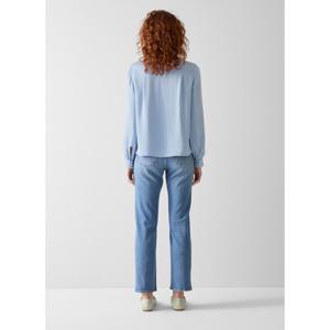 L.K. Bennett Sally Blue Keyhole Roll Collar Blouse